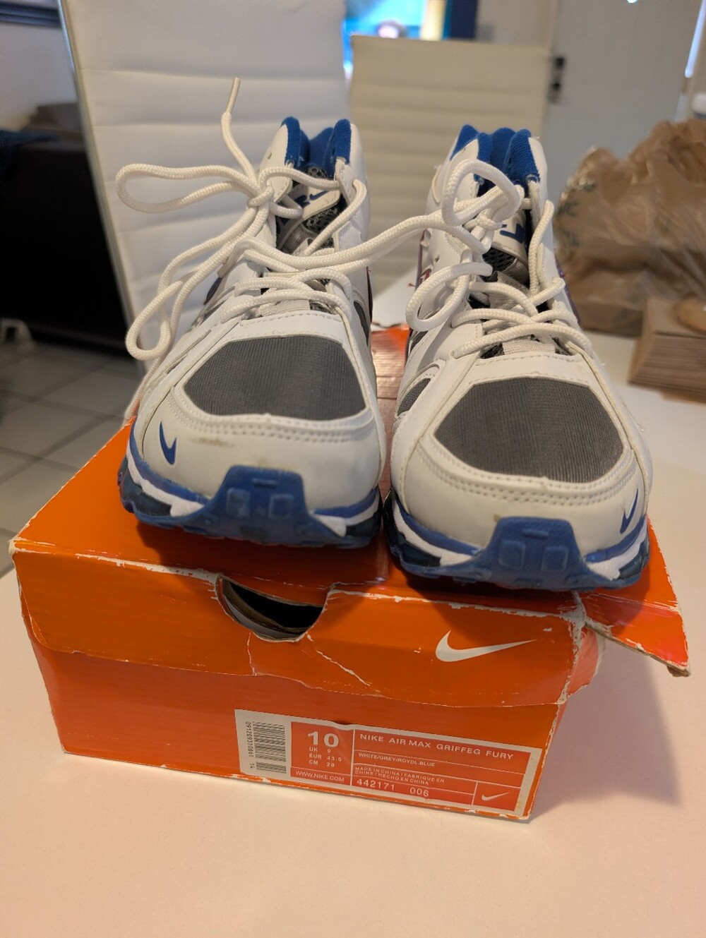Nike Air Max GRIFFEG Fury White/GreyRoyDL Blue Size 10